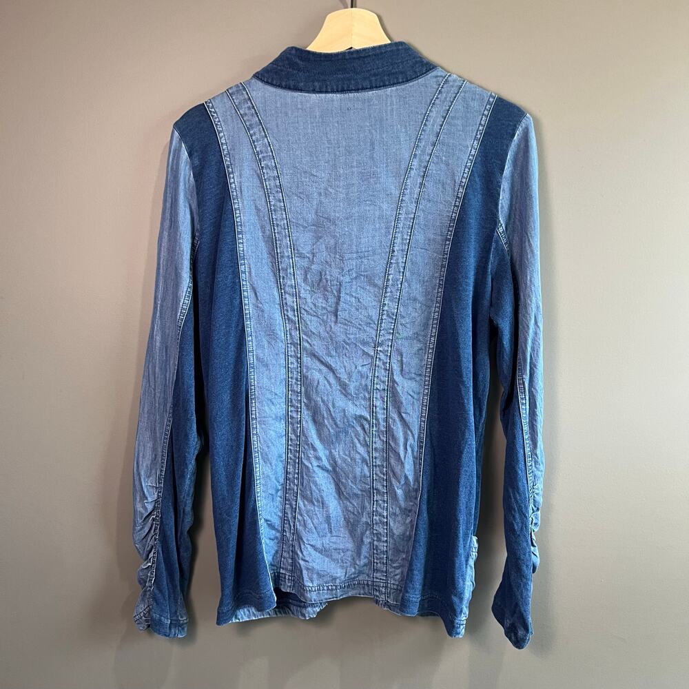 Soft Surroundings Two Toned Blue Kendra Zip Jacket L - Picture 4 of 8